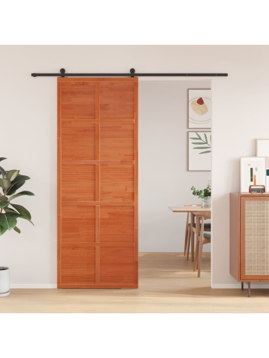 Posuvné dveře voskově hnědé 80 x 208 cm masivní borové dřevo
