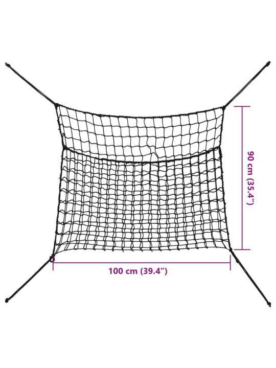 Sítě na seno 2 ks obdélníkové černé 100 x 90 cm PP