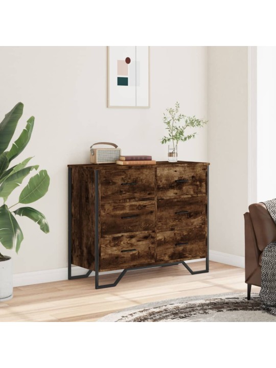 Komoda kouřový dub 91 x 35,5 x 74,5 cm kompozitní dřevo
