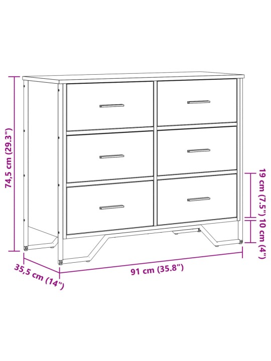 Komoda hnědý dub 91 x 35,5 x 74,5 cm kompozitní dřevo