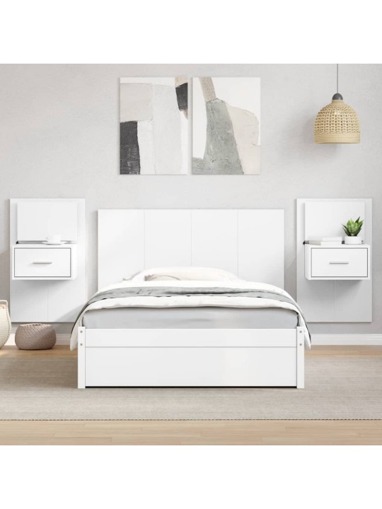 Čelo postele se skříňkami bílé 120 cm kompozitní dřevo