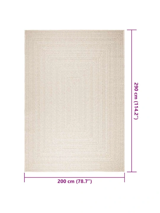 Koberec zizur krémová 200x290cm jutový vzhled interiér exteriér