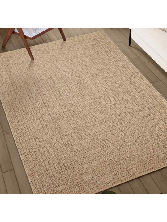 Koberec zizur béžový 200x290 cm jutový vzhled interiér exteriér
