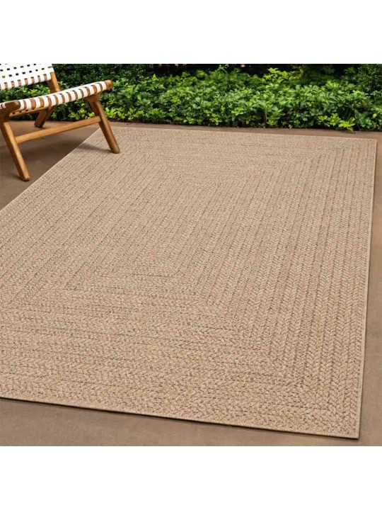 Koberec zizur béžový 200x290 cm jutový vzhled interiér exteriér