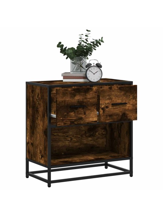 Noční stolek kouřový dub 60 x 31 x 60 cm kompozit dřevo a kovu