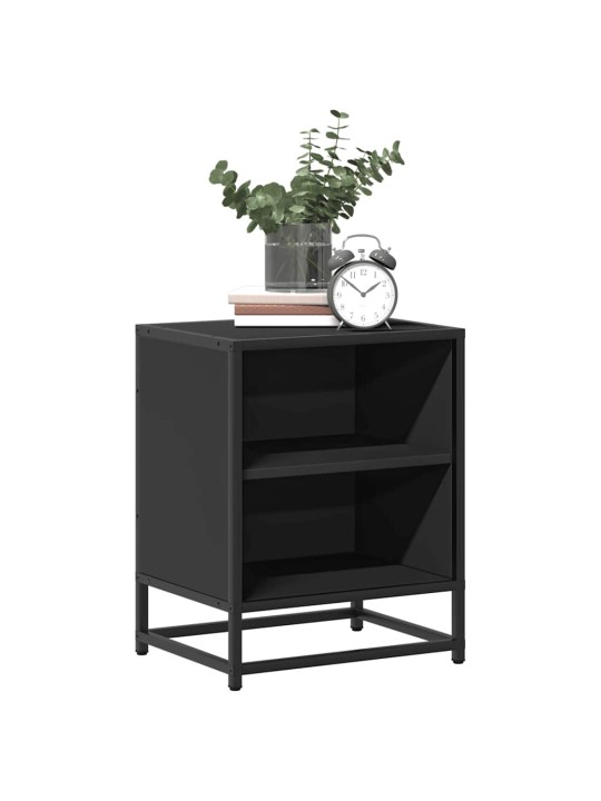 Noční stolky 2 ks černý 40x31x50 cm kompozitní dřevo a kov