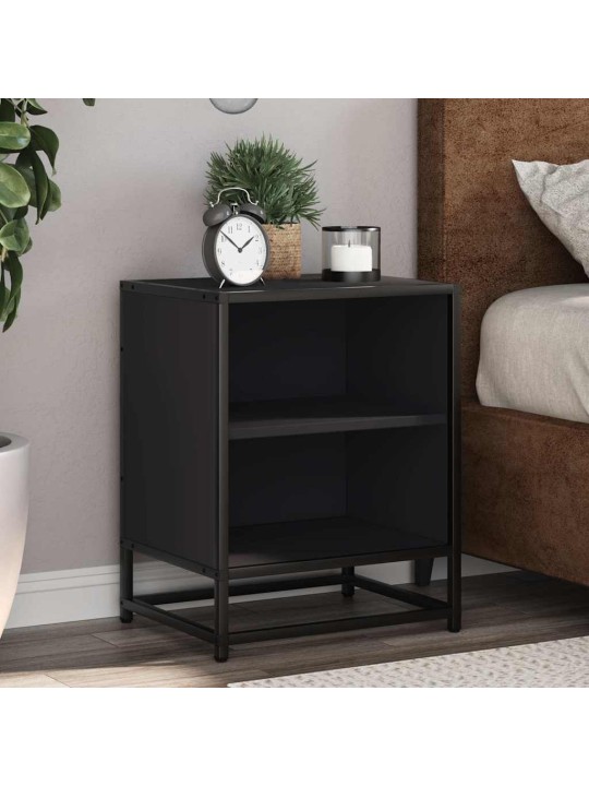 Noční stolky 2 ks černý 40x31x50 cm kompozitní dřevo a kov