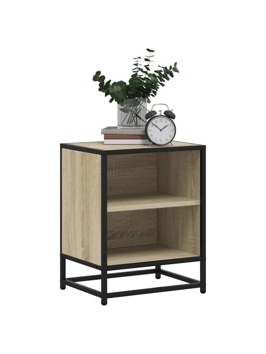 Noční stolky 2 ks dub sonoma 40x31x50 cm kompozitní dřevo a kov