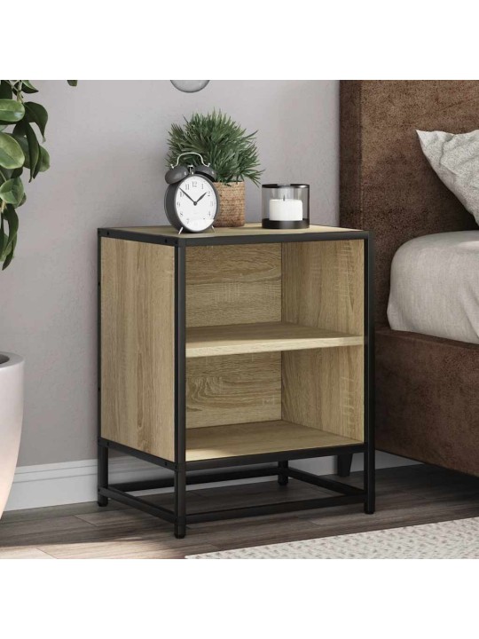Noční stolky 2 ks dub sonoma 40x31x50 cm kompozitní dřevo a kov