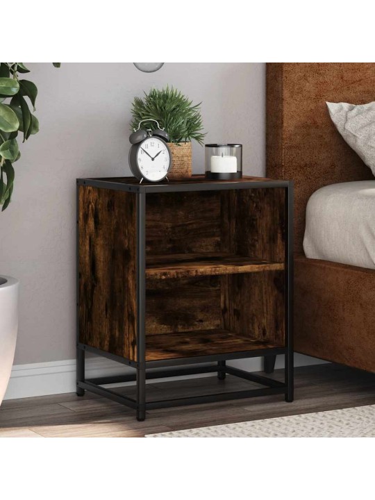 Noční stolky 2 ks kouřový dub 40x31x50cm kompozitní dřevo a kov