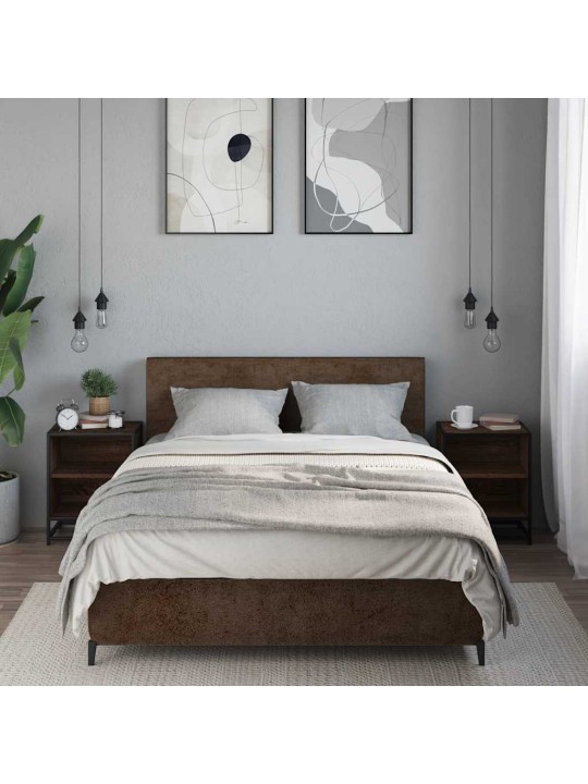 Noční stolky 2 ks hnědý dub 40x31x50 cm kompozitní dřevo a kov