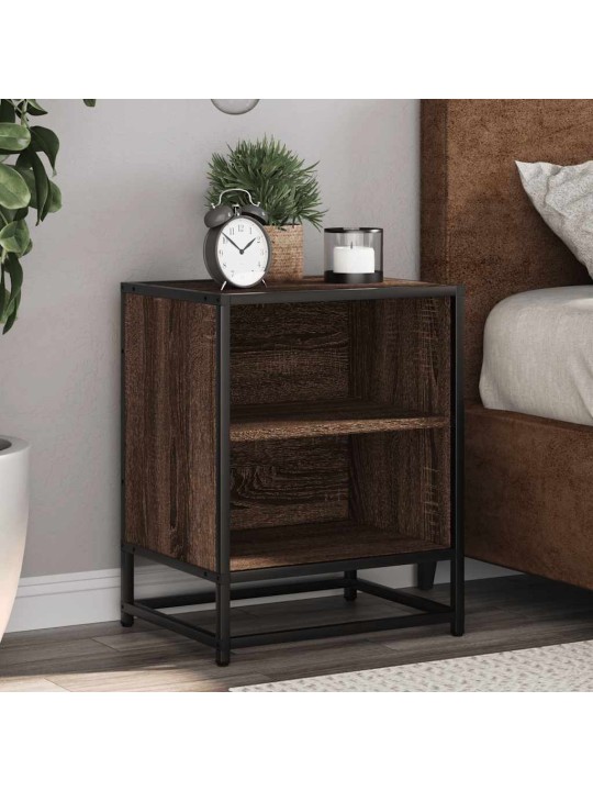 Noční stolky 2 ks hnědý dub 40x31x50 cm kompozitní dřevo a kov