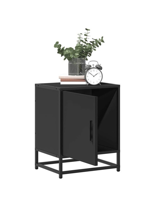 Noční stolky 2 ks černý 40x31x50 cm kompozitní dřevo a kov