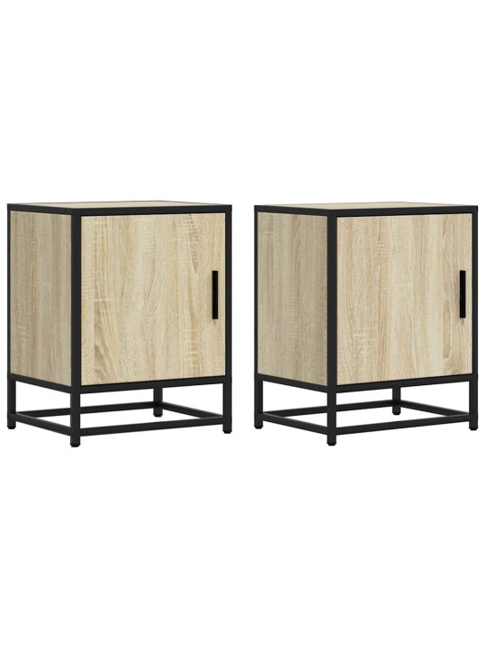 Noční stolky 2 ks dub sonoma 40x31x50 cm kompozitní dřevo a kov