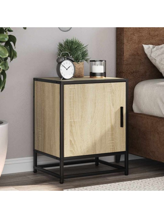 Noční stolky 2 ks dub sonoma 40x31x50 cm kompozitní dřevo a kov