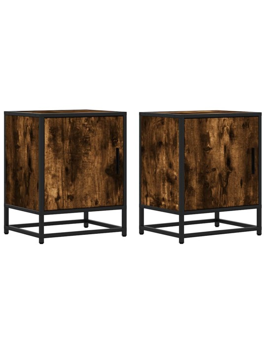 Noční stolky 2 ks kouřový dub 40x31x50cm kompozitní dřevo a kov