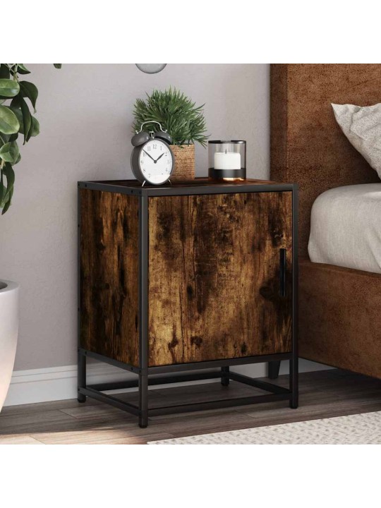 Noční stolky 2 ks kouřový dub 40x31x50cm kompozitní dřevo a kov