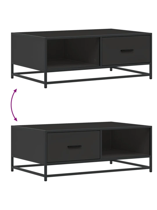 Konferenční stolek černý 90 x 57 x 35 cm kompozitní dřevo a kov