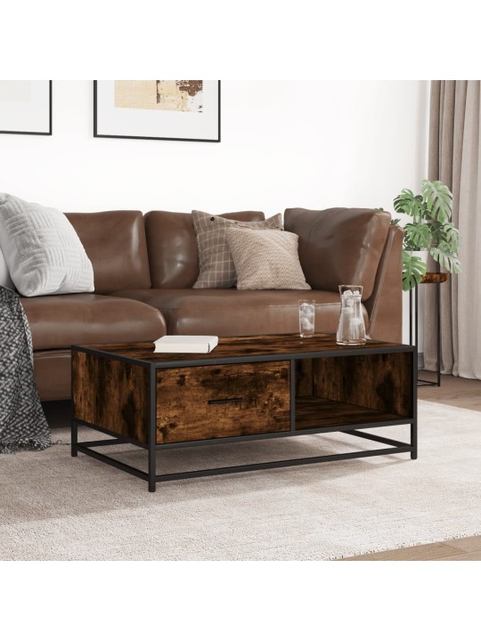 Konferenční stolek kouřový dub 90 x 57 x 35 cm kompozit a kov