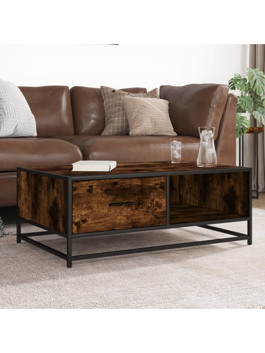 Konferenční stolek kouřový dub 90 x 57 x 35 cm kompozit a kov
