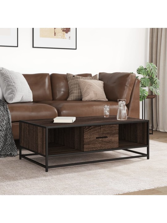 Konferenční stolek hnědý dub 100 x 57 x 35 cm kompozit a kov