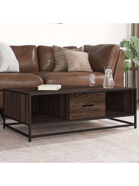 Konferenční stolek hnědý dub 100 x 57 x 35 cm kompozit a kov