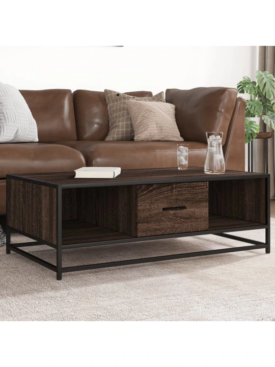 Konferenční stolek hnědý dub 100 x 57 x 35 cm kompozit a kov