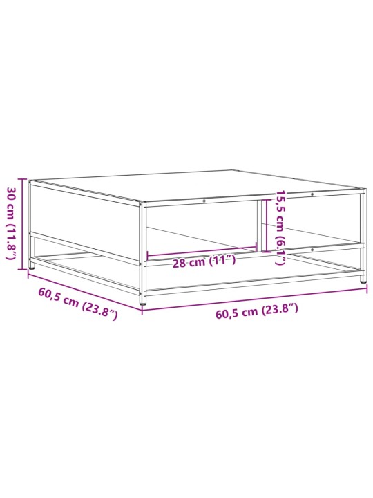 Konferenční stolek dub sonoma 60,5x60,5x30 cm kompozit a kov