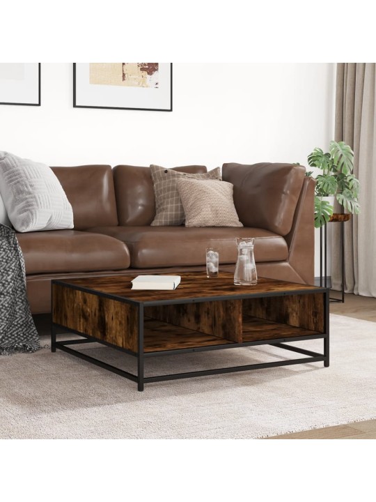 Konferenční stolek kouřový dub 80 x 80 x 30 cm kompozit a kov