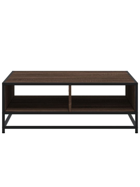 Konferenční stolek hnědý dub 80x80x30 cm kompozitní dřevo a kov