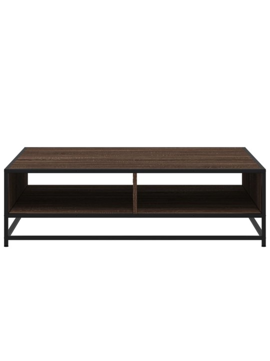 Konferenční stolek hnědý dub 100 x 100 x 30 cm kompozit a kov
