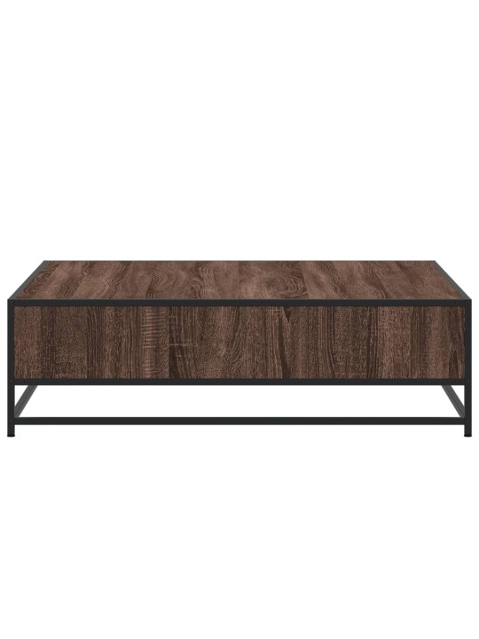 Konferenční stolek hnědý dub 100 x 100 x 30 cm kompozit a kov