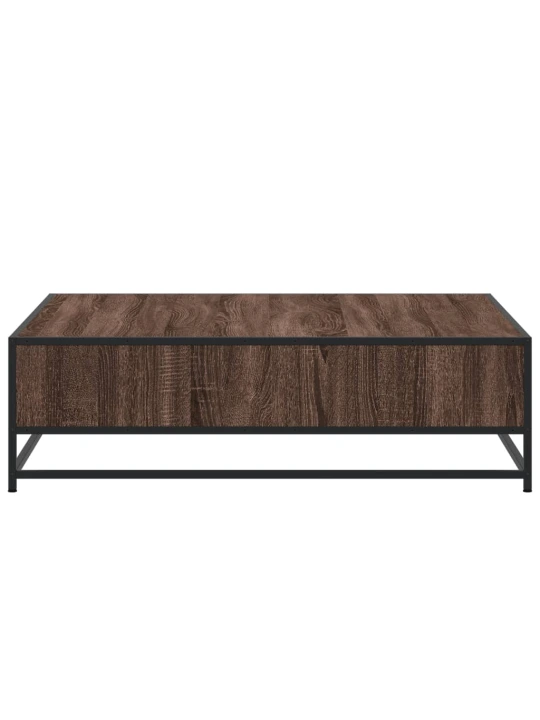 Konferenční stolek hnědý dub 100 x 100 x 30 cm kompozit a kov