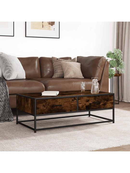 Konferenční stolek kouřový dub 100 x 50 x 35 cm kompozit a kov