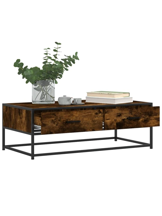 Konferenční stolek kouřový dub 100 x 50 x 35 cm kompozit a kov