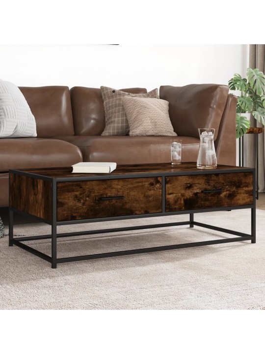Konferenční stolek kouřový dub 100 x 50 x 35 cm kompozit a kov