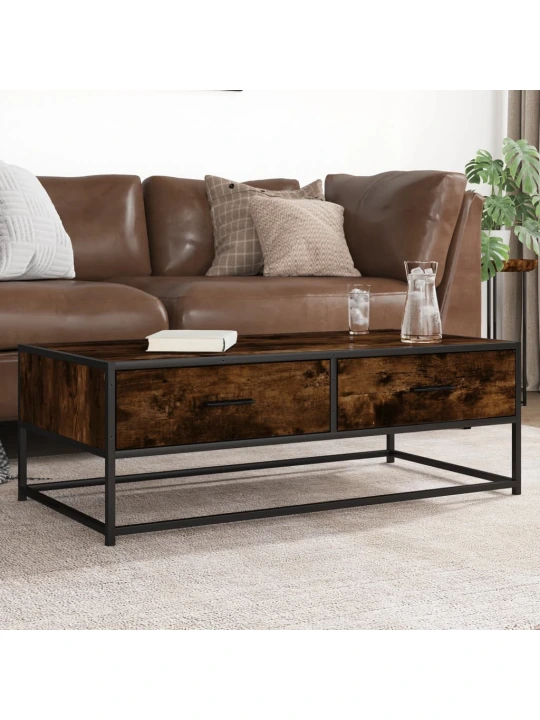 Konferenční stolek kouřový dub 100 x 50 x 35 cm kompozit a kov