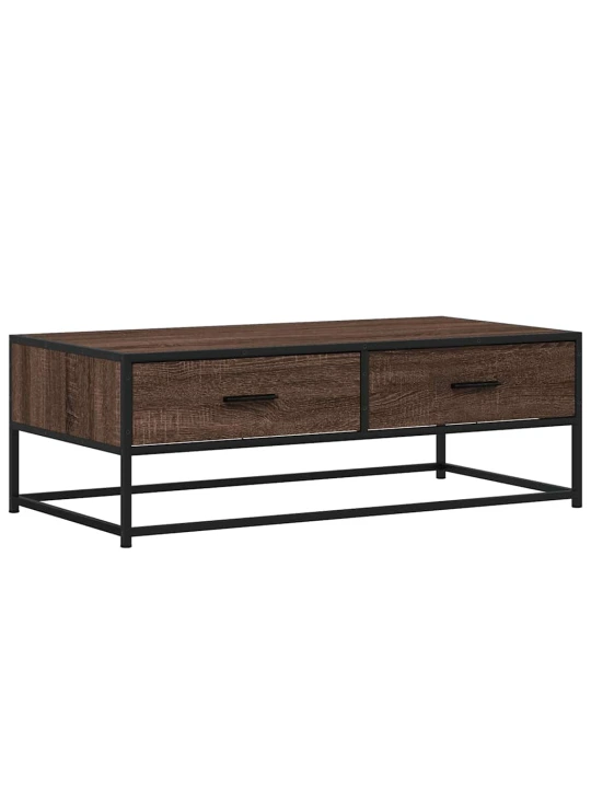 Konferenční stolek hnědý dub 100 x 50 x 35 cm kompozit a kov
