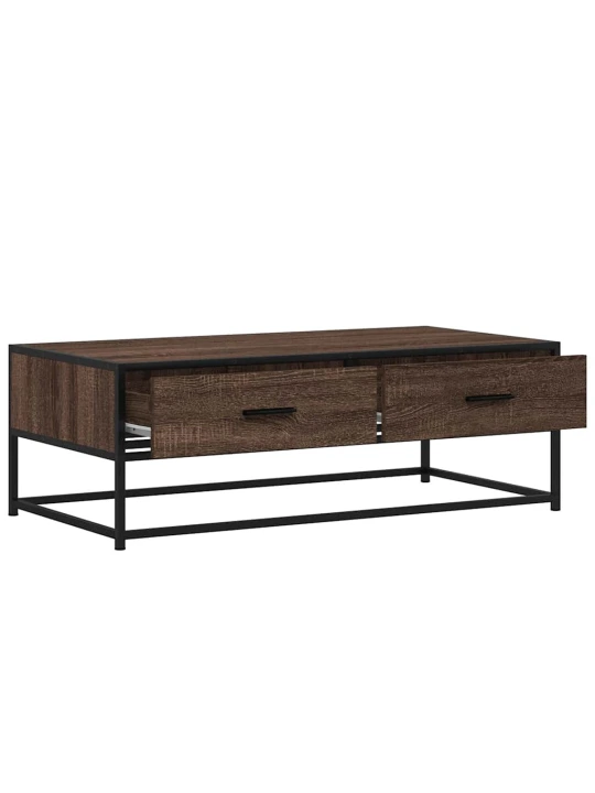 Konferenční stolek hnědý dub 100 x 50 x 35 cm kompozit a kov