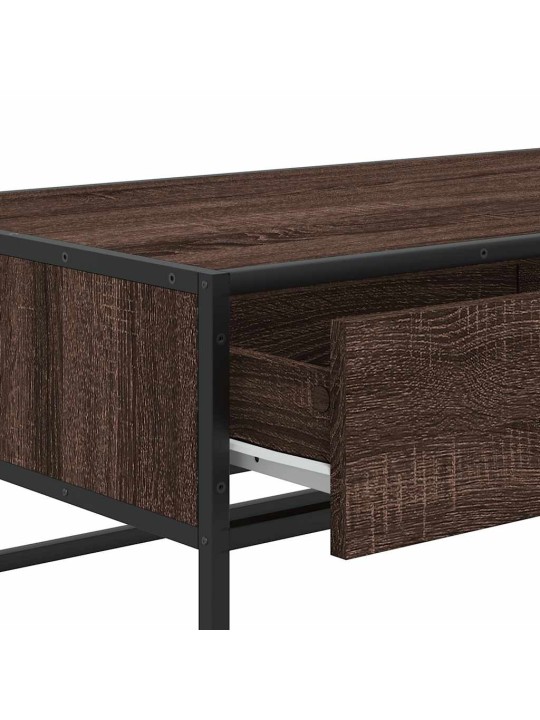 Konferenční stolek hnědý dub 100 x 50 x 35 cm kompozit a kov