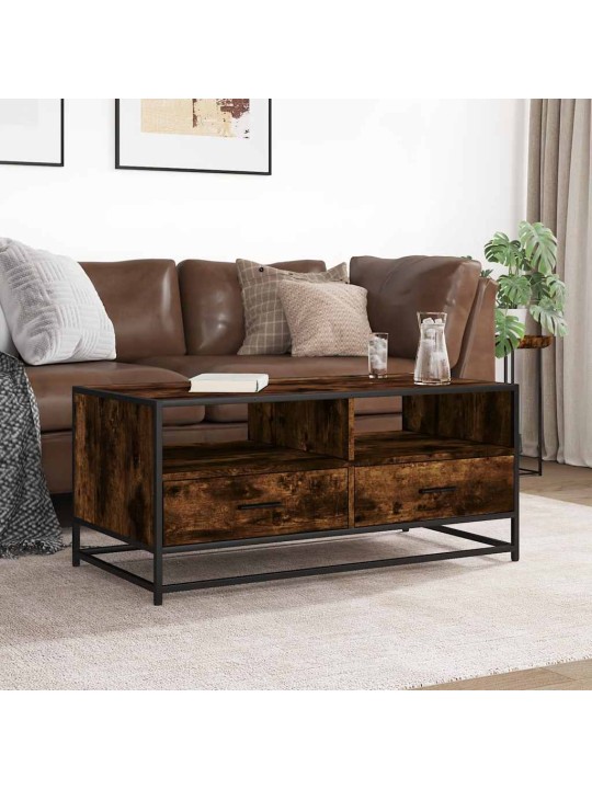 Konferenční stolek kouřový dub 100 x 50 x 45 cm kompozit a kov