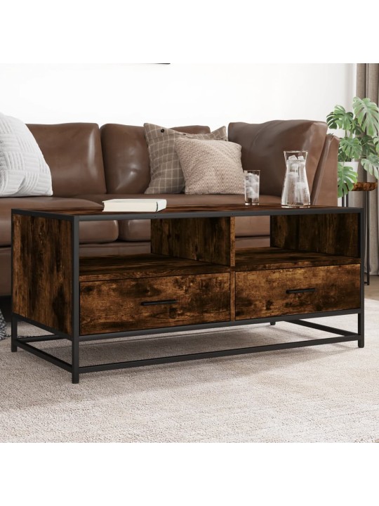 Konferenční stolek kouřový dub 100 x 50 x 45 cm kompozit a kov