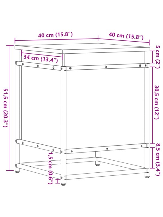 Úložný box s víkem kouřový dub 40x40x51,5 cm kompozitní dřevo