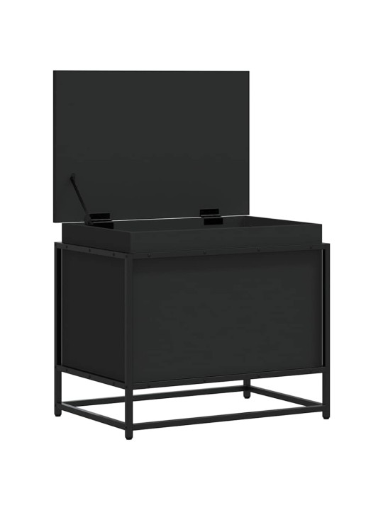 Úložný box s víkem černý 60 x 40 x 51,5 cm kompozitní dřevo