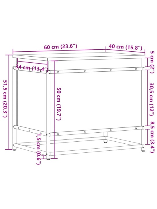 Úložný box s víkem černý 60 x 40 x 51,5 cm kompozitní dřevo