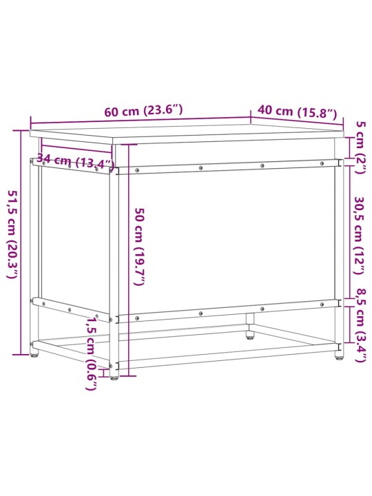 Úložný box s víkem šedý sonoma 60x40x51,5 cm kompozitní dřevo