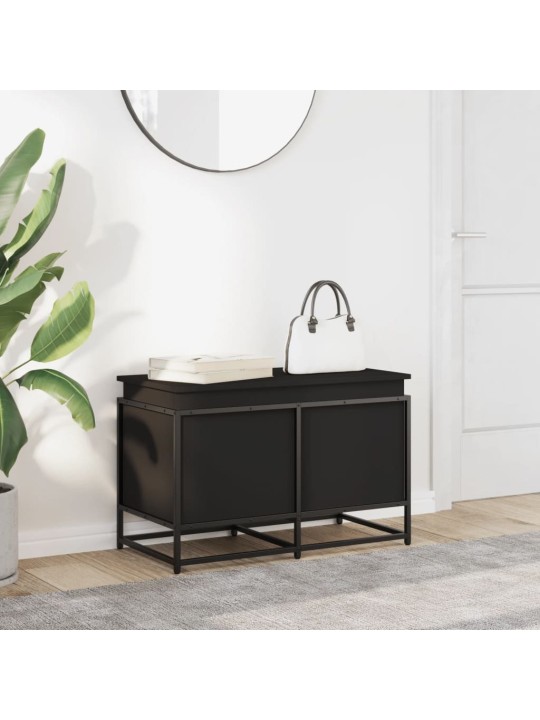 Úložný box s víkem černý 80 x 40 x 51,5 cm kompozitní dřevo