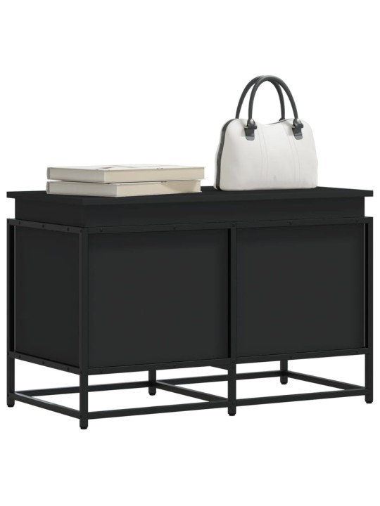 Úložný box s víkem černý 80 x 40 x 51,5 cm kompozitní dřevo