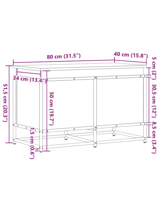 Úložný box s víkem dub sonoma 80x40x51,5 cm kompozitní dřevo