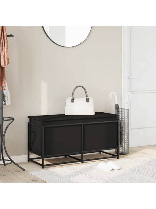 Úložný box s víkem černý 100 x 40 x 51,5 cm kompozitní dřevo